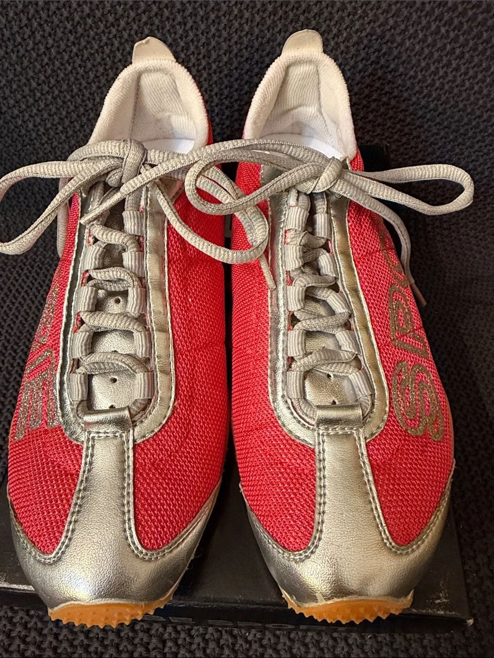 bebe Pink and Silver Mesh Lace-Up Sneakers